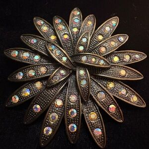 Bold Vintage Aurora Borealis Flower Brooch